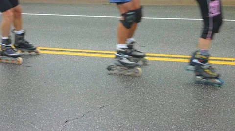 Inline Skaters Feet Only Stock Footage 10886800