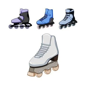 Inline skates and roller skates set vector illustration Stock Illustration