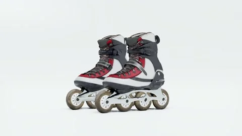 Inline skates or roller skates against white background Stock Footage 162061254