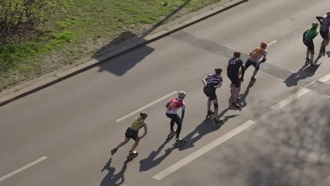 Inline Speed Skating On A Highway Stock Footage 306471518