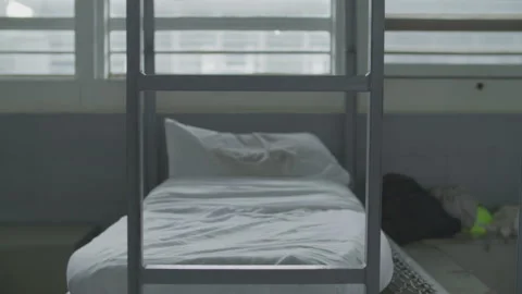 Inmate Bunk Bed, Slow Motion Rack Focus Stock Footage 138776622
