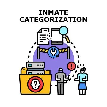 Inmate categorization process for prisoner identification planning Stock Illustration