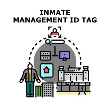 Inmate management system identifying prisoner location and data Stock Illustration
