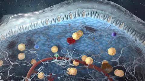 Innate lymphoid cells that secrete effector cytokines and are the innate coun Stock Illustration