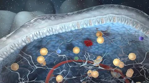 Innate lymphoid cells that secrete effector cytokines and are the innate coun Stock Illustration