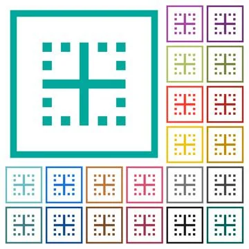 Inner borders flat color icons with quadrant frames イラスト素材