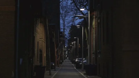 Inner City Alley Night Stock Footage
