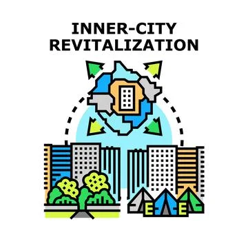 Inner city revitalization developing metropolitan area architecture Stock Illustration