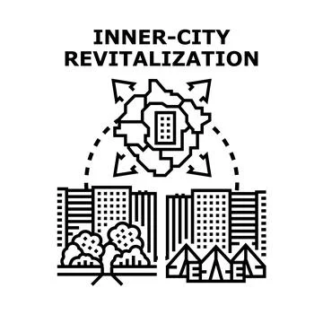 Inner city revitalization developing metropolitan area architecture Stock Illustration