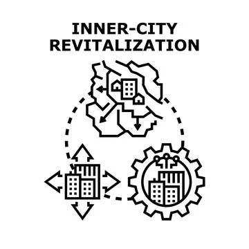 Inner city revitalization urban development concept illustration Stock Illustration