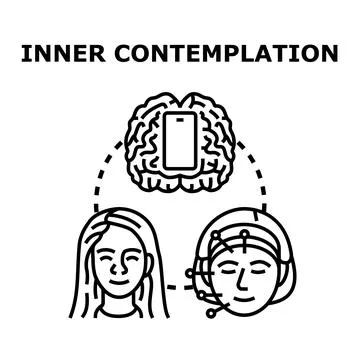 Inner contemplation connecting brain, technology, and well being Stock Illustration