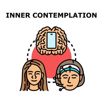 Inner contemplation connecting brain, technology, and well being Stock Illustration