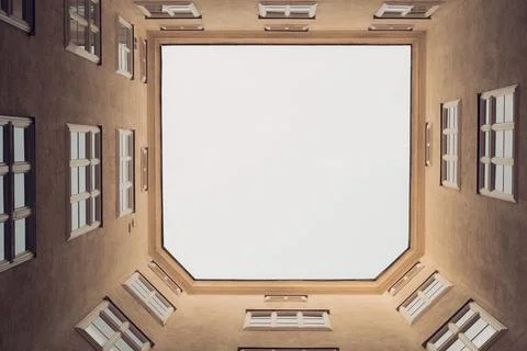 Inner courtyard with a geometric shape Stock Photos
