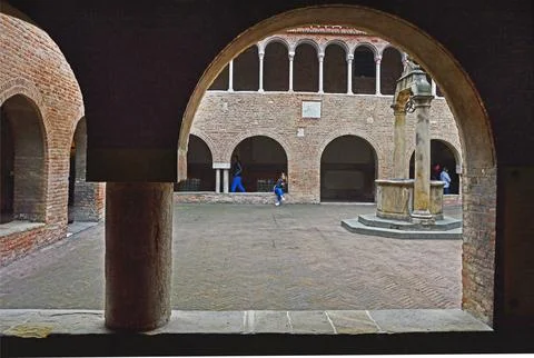 Inner courtyard of a medieval monastery in the complex of seven churches of.. Stock Photos