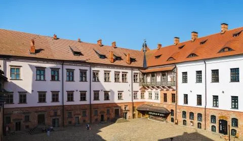 Inner courtyard of Mir Castle Stock Photos