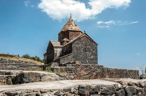 Inner courtyard of the monastery of Sevanavank. Stock Photos