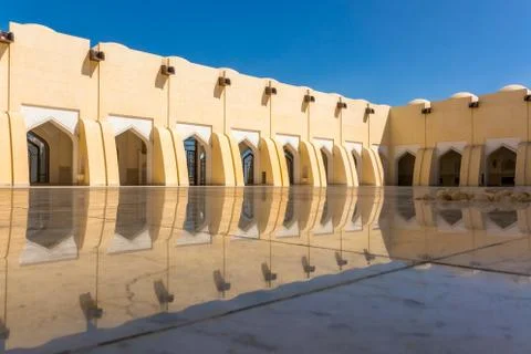 Inner Courtyard of the Mosque in Doha Stock Photos