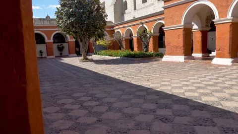 Inner courtyard in Saint Catherine Monastery Video stock 119947114