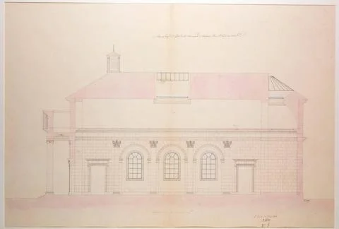 Inner cutting and elevation of Saint Denis Church of the Blessed Sacrament... Foto stock