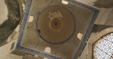 Inner decoration of the Bibi-Khanym or Bibi-Hanim Mosque, Samarkand, Uzbekistan Stock Footage 252103143
