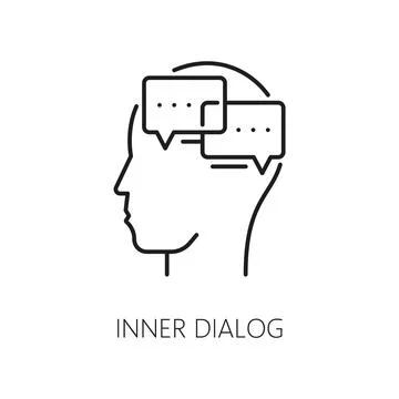 Inner dialog psychological problem line icon Stock Illustration