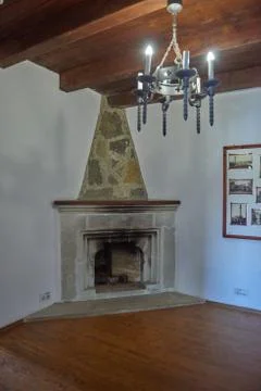 Inner hall with a fireplace Foto stock