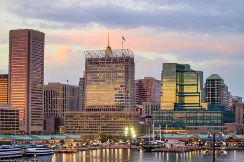 Inner Harbor area in downtown Baltimore Stock Photos