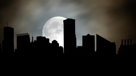 Inner Harbor in Baltimore, Time Lapse by Night with Full Moon, Maryland, USA Stock Footage 260188943