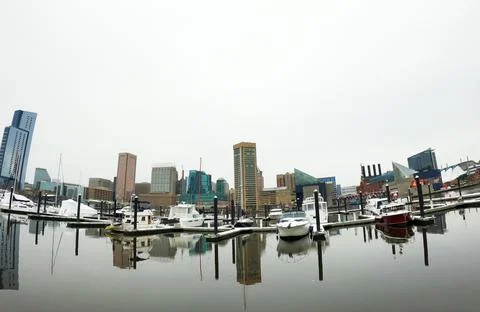 Inner Harbor on a Cloudy Day, Baltimore, Maryland Stock Photos