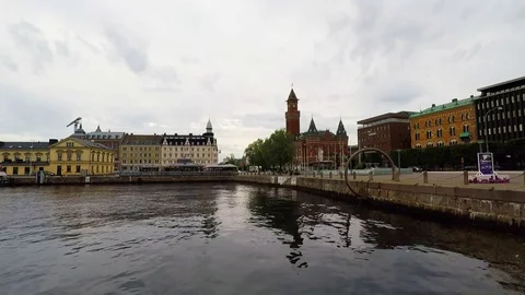 Inner harbour Helsingborg time lapse Stock Footage 76737357