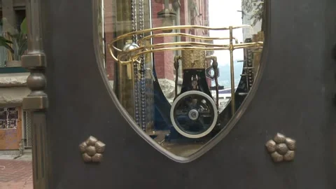 Inner Mechanical Parts of the Gastown Steam Clock - Vancouver, Canada Stock Footage