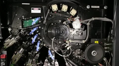 Inner mechanics of digital printing machine Stock Footage 11429025