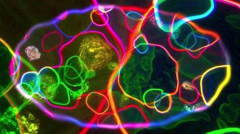 Inner microcosm of cell Microscopic structure 3d render of living abstract... Stock Photos