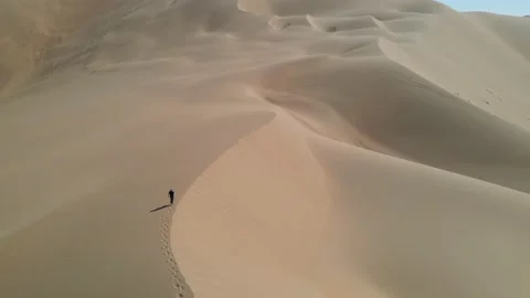 Inner Mongolia- Badain Jaran - Dune Walk Stock Footage 167767707
