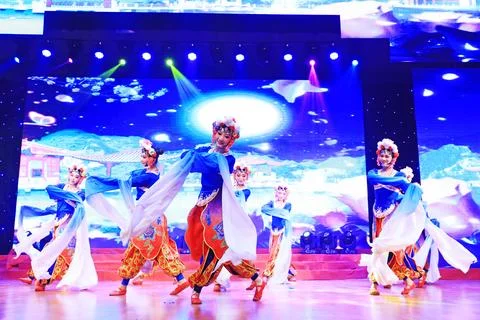 Inner Mongolia Style Dance Performance on stage, Spring Festival Gala, Luan.. Stock Photos