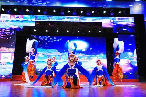 Inner Mongolia Style Dance Performance on stage, Spring Festival Gala, Luan.. Stock Photos