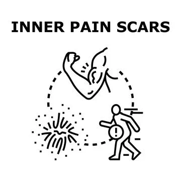 Inner pain scars and hidden trauma concept Stock Illustration