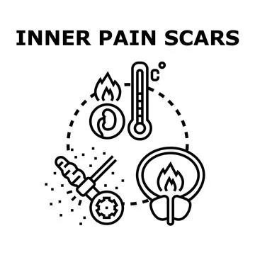 Inner pain scars and sickness concept illustration Stock Illustration