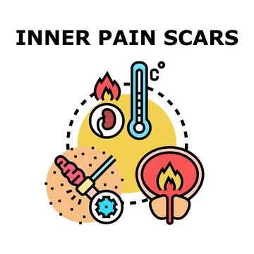 Inner pain scars and sickness concept illustration Stock Illustration