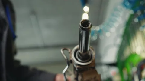 Inner part of steering rack with internal part extends internal piston Stock Footage 284544743