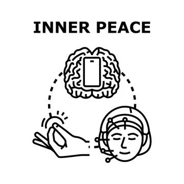 Inner peace achieving through neurofeedback and meditation technology Stock Illustration