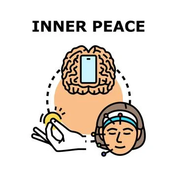 Inner peace achieving through neurofeedback and meditation technology Stock Illustration