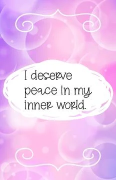 Inner peace affirmation card with dreamy pastel swirls background Stock Illustration