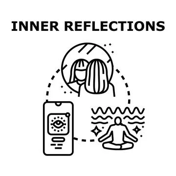 Inner reflections concept for self knowledge and meditation Illustration