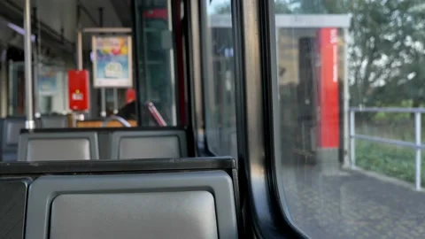 Inner seat and window side of Tram Stock Footage 139724511