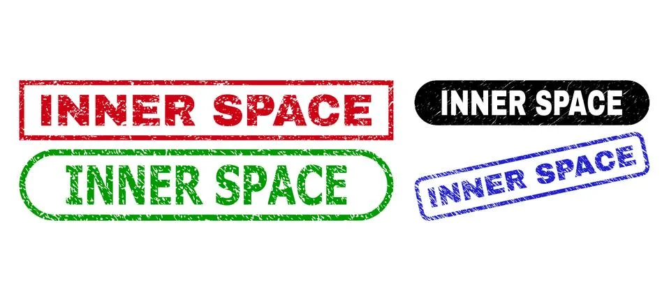 INNER SPACE Rectangle Stamps Using Scratched Style Illustrazione stock