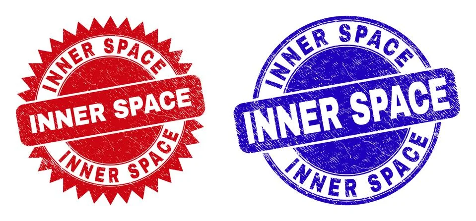 INNER SPACE Rounded and Rosette Watermarks with Grunged Surface Stock Illustration