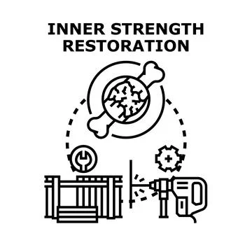 Inner strength restoration, bone healing process icon Stock Illustration