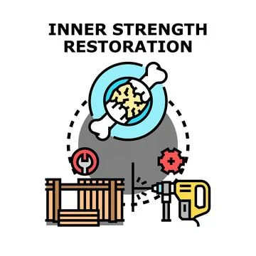 Inner strength restoration, bone healing process icon Stock Illustration
