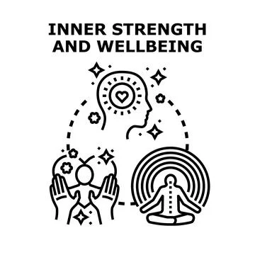 Inner strength wellbeing mind and body concepts Stock Illustration
